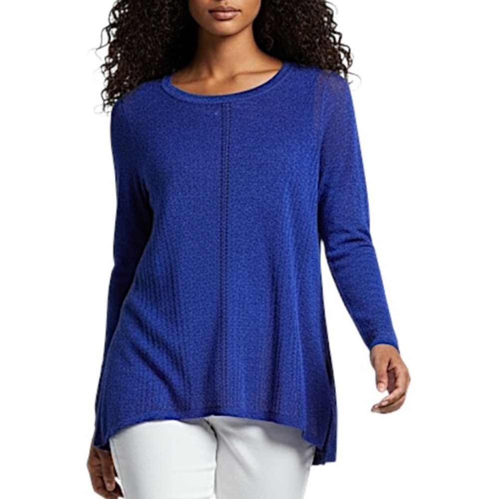 4/$20 Simply Vera Vera Wang PS Blue Long Sleeve Knit Tunic Top Split Hem